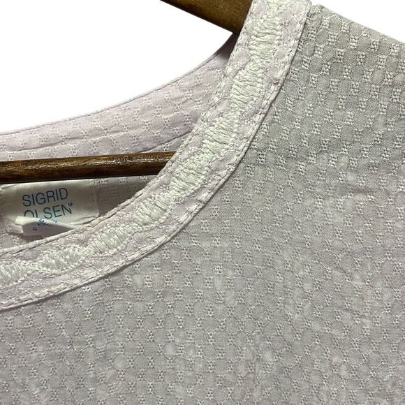Sigrid Olsen Womens Top M Lavender Purple‎ Peplum Short Sleeve Textured Blouse - Picture 2 of 9